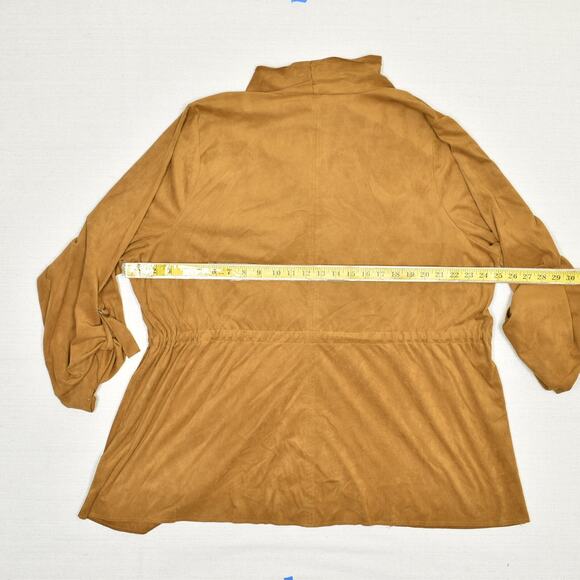 Torrid Women Open Cardigan Blazer Solid Polyester Brown Plus Size 4 Faux Suede - Picture 4 of 8